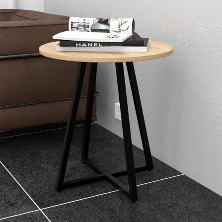 โต๊ะข้างไม้ยางพารา สไตล์ลอฟท์ Monster Steel รุ่น TSN011 ขนาด 50*50*55 cm._2